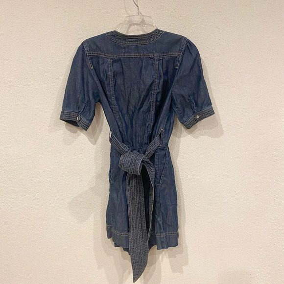 NEW Anthropologie Pilcro + the Letterpress Denim Romper Retro Tie Waist Sz 0 - Picture 5 of 5